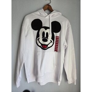 NWT DISNEY MICKEY MOUSE Crochet Face Pullover Hoodie Sweatshirt XL